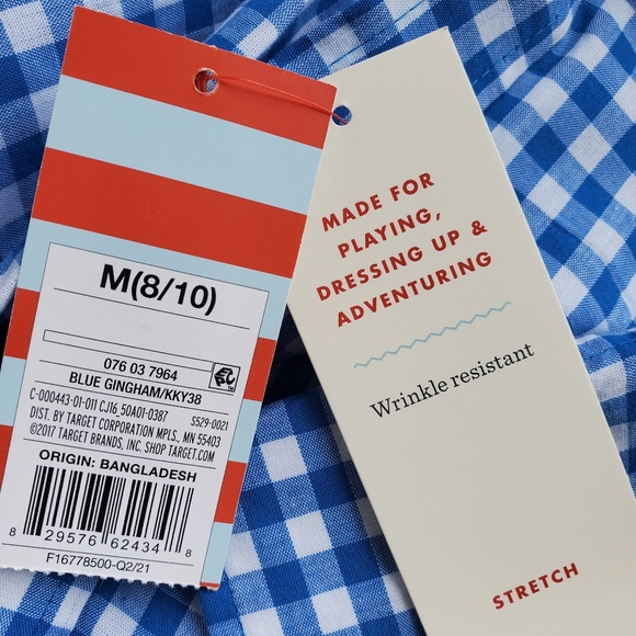 New With Tag Boys Cat&Jack Blue Gingham Checked Longsleeved Shirt Size M 8/10 - Picture 3 of 9